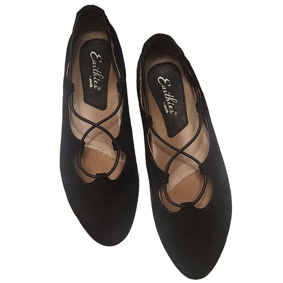 Earthies By Earth Black Ballerina Sneakers Women's 8B Suede Ballet Flats ESSEN - Picture 4 of 5